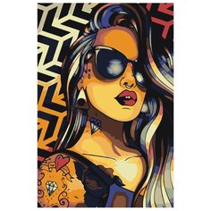 Девушка в черных очках с кольцом Раскраска картина по номерам на холсте RO185 40х60