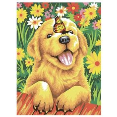 Щенок садовник Раскраска по номерам на холсте Живопись по номерам A43 30х40