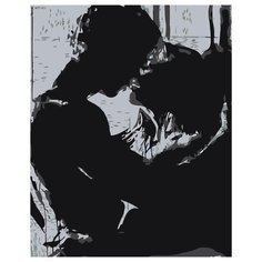 Поцелуй в черно-белых тонах Раскраска картина по номерам на холсте Z281119-2 40х50