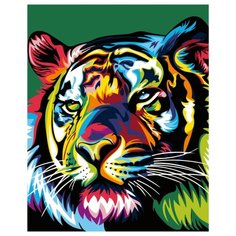 Радужный тигр Раскраска картина по номерам на холсте PA10 40х50