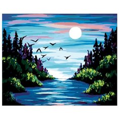 Лесная река Раскраска по номерам на холсте Живопись по номерам RA172 40х50