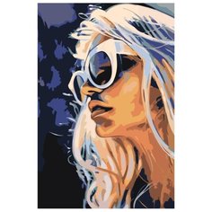 Девушка блондинка в очках Раскраска картина по номерам на холсте RO178 40х60