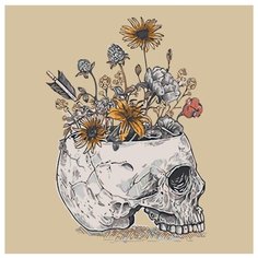 Полевые цветы в черепе Раскраска картина по номерам на холсте Z-AB339 40х40