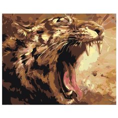 Рычащий тигр Раскраска картина по номерам на холсте Z-AB198 40х50