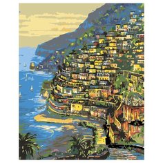 Огни Positano, Италия Раскраска по номерам на холсте Живопись по номерам RF08 40х50