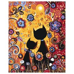 Кошечки на лужайке Раскраска по номерам на холсте Живопись по номерам KTMK-68372 40х50