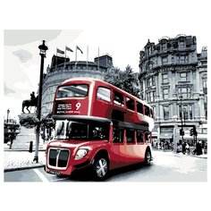 Двухэтажный автобус Раскраска картина по номерам на холсте KTMK-GB01 30х40