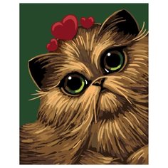 Кошка в сердцах Раскраска по номерам на холсте Живопись по номерам A411 40х50