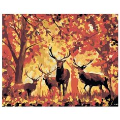 Олени в осеннем лесу Раскраска картина по номерам на холсте LA16 40х50