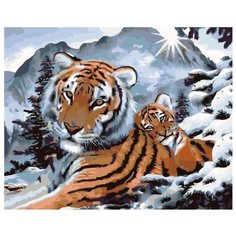 Ласковый тигренок Раскраска картина по номерам на холсте KTMK-23741 40х50