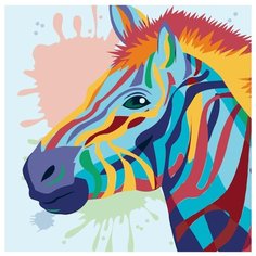 Разноцветная зебра Раскраска по номерам на холсте Живопись по номерам PA96 40х40