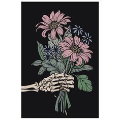 Flowers in skeleton hand Раскраска картина по номерам на холсте Z-AB615 40х60