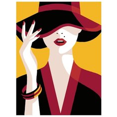 Бордовая шляпка Раскраска картина по номерам на холсте PA50 30х40