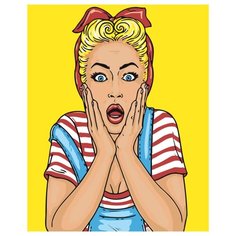 Девушка домохозяйка поп арт. Удивление Раскраска картина по номерам на холсте Z-AB455 40х50