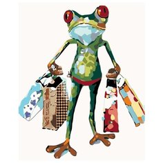 Лягушка с покупками Раскраска картина по номерам на холсте KTMK-32825442029 40х50