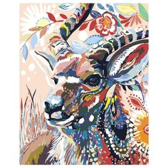 Антилопа в цветах Раскраска картина по номерам на холсте A479 40х50