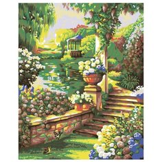 Пруд в саду Раскраска картина по номерам на холсте PP01 40х50