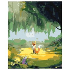 Лисенок на лужайке Раскраска картина по номерам на холсте Z-AB403 40х50