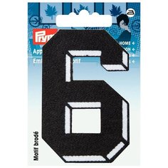 Термоаппликация Цифра 6, мал., черный цв., белая рамка 925891 Prym 925891