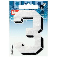 Термоаппликация Цифра 3, мал., белый цв., черная рамка 925878 Prym 925878