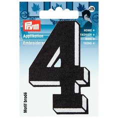 Термоаппликация Цифра 4, мал., черный цв., белая рамка 925889 Prym 925889