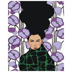 Девушка с сиреневыми цветами Раскраска картина по номерам на холсте AAAA-DV03 40х50