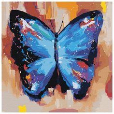 Акварельная бабочка синяя 2 Раскраска картина по номерам на холсте AAAA-RS004 40х40