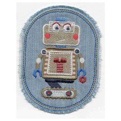 Термоаппликация HKM Робот в овале на джинсе, 1 шт 10 х 6,5 см