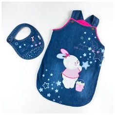 Конверт джинсовый "Зайка" розовый размер 68-74 Lillebarn