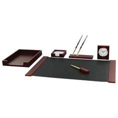 Набор настольный подарочный Delucci 6 предметов, красное дерево, часы