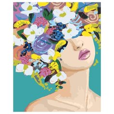 Скромная девушка с цветами на голове Раскраска картина по номерам на холсте RO218 40х50