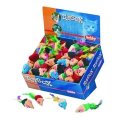 NOBBY Игрушка для кошек МЫШКА С ПЕРЬЯМИ 5,0см диспл. 140шт