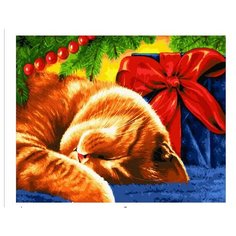 Картина по номерам Кот с подарком Paintboy