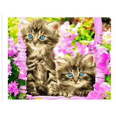 Картина по номерам Котенок на фоне цветов Paintboy