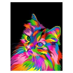 Картина по номерам Paintboy, 30283 Радужный котёнок, холст на подрамнике 40х50см