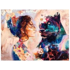 Картина по номерам Colibri - Девушка и пантера, холст на подрамнике 40х50см