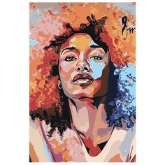 Девушка афро арт Раскраска картина по номерам на холсте RO232 40х60