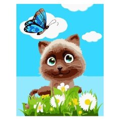 Картина по номерам Paintboy PKD 18002 (CX 4009) Котик в цветах, 20х30см