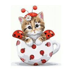 Картина по номерам Paintboy PKC 72075 Котенок-божья коровка, 30x40см