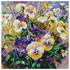 Ноктюрн Анютины глазки Мозаика на подрамнике 30х30 30х30 Белоснежка 385-ST-S