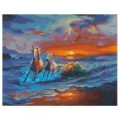 Картина по номерам GX 31732 Лошади бегут от заката 40*50 Paintboy