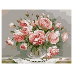 Картина по номерам PK 59017 (G 436) Розы в стеклянной вазочке (Бузин Игорь) 40*50 Эксклюзив Paintboy