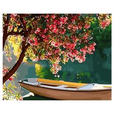 Картина по номерам GX 34147 Лодка под цветущим деревом 40*50 Paintboy