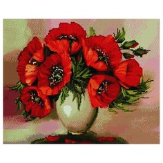Алмазная мозаика Paintboy 3649 Букет маков в белой вазе 40x50см