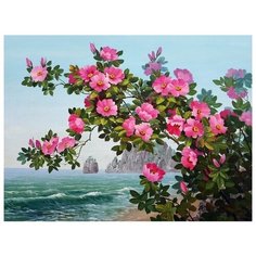 Алмазная мозаика Paintboy 1838 Шиповник у моря 40x50см