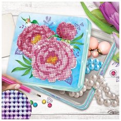 Алмазная мозаика Арт Узор на шкатулке "Пионы", 14*14 см (2694945)