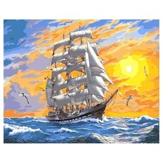 Картина по номерам GX 31778 Море бушует на закате/ Парусник 40*50 Paintboy
