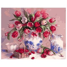Картина по номерам GX 5418 Тюльпаны и вишни 40*50 Paintboy