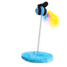 Игрушка для кошек Рыбка на пружине "Чистый котик" синий , искус.мех, дерево, пластик