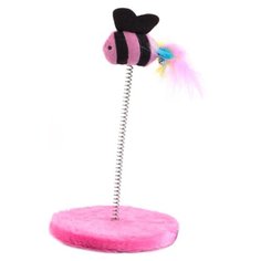 Игрушка для кошек Рыбка на пружине "Чистый котик" розовый , искус.мех, дерево, пластик